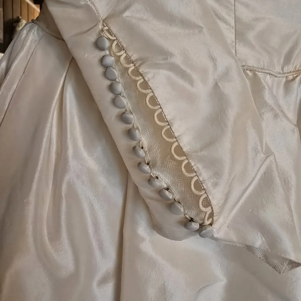 Priscilla of Boston Wedding Gown 50s Raw Silk, Pearl & Sequin Embellished, Small